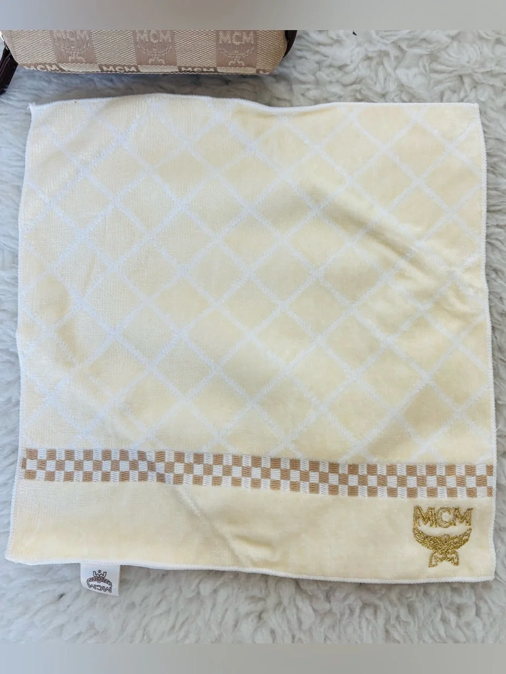 MCM Set of 2 Leather/Canvas Logo Cosmetic Pouch & Hand Towel Set